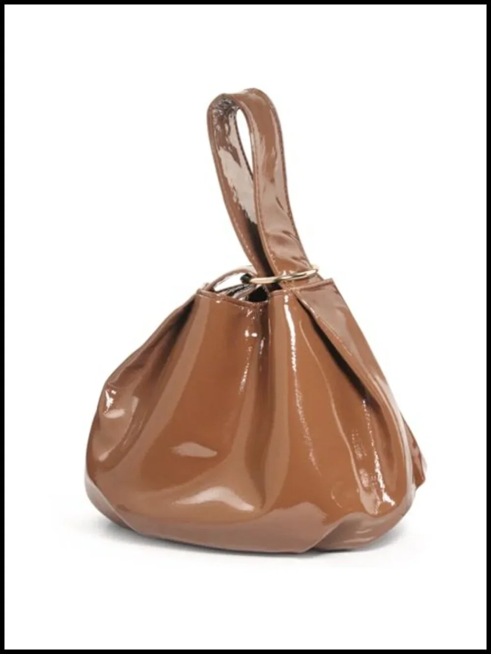 Women's Patent Vegan Leather Hobo Top Handle Bag Clutch Wristlet